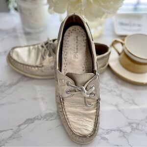 SEPRRY Top Siders Gold Metallic Leather Loafers 🛥️ Boat Shoes